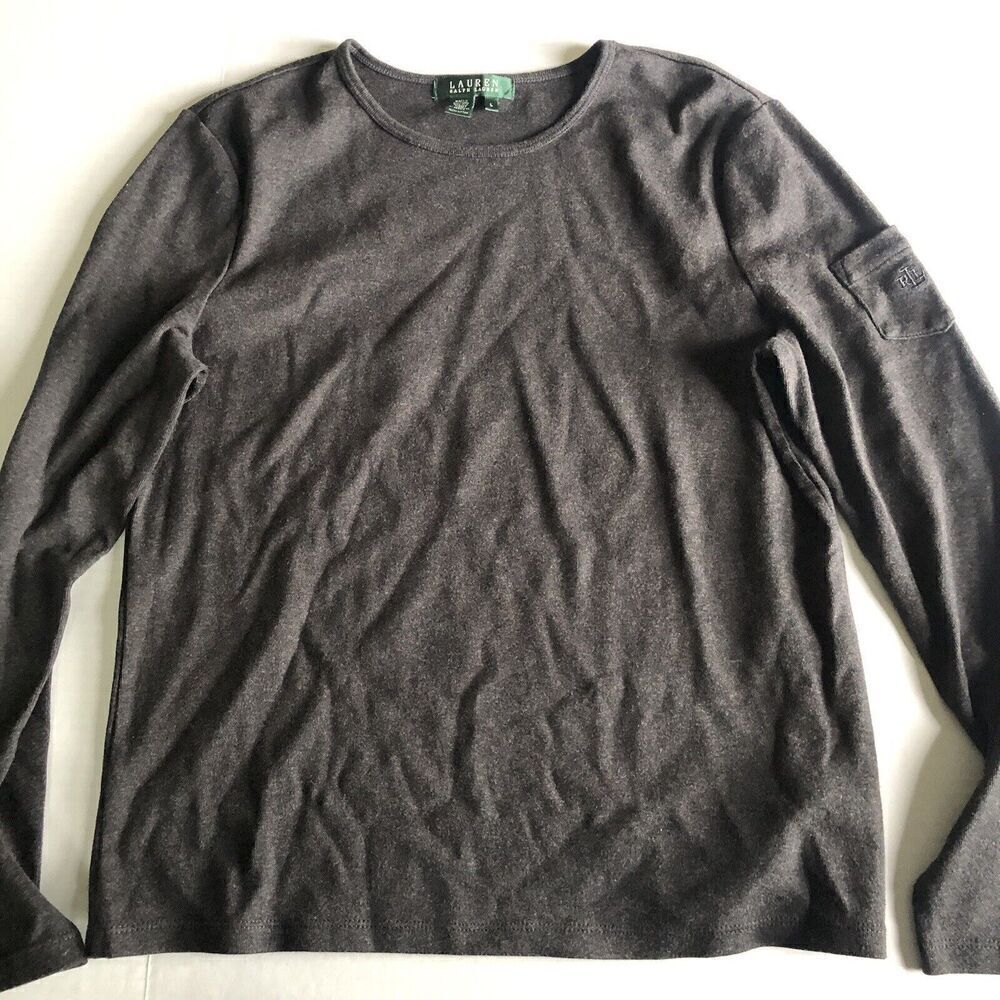 Lauren Ralph Lauren Gray Long Sleeve Top Women’s Sz L A3592